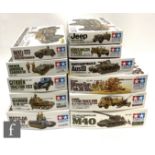 Eleven Tamiya 1:35 scale military plastic model kits, to include 32410-4000 3.5 Ton Truck AHN,