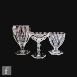 A 20th century Baccarat clear crystal glass, with panel cut decoration, raised to a hexagon foot,