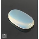 A natural oval moonstone length 23mm, width 14mm, depth 6mm, total weight approximately 13.8ct.