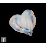 A later 20th Century Lalique heart shaped paperweight titled Coeur Entrelaces with a deep