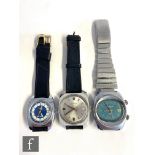 Three mid 20th Century gentleman's wrist watches to include a Memostar alarm, a Sekonda and a