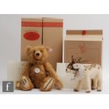 Two Steiff teddy bears, 037788 Reindeer, blonde mohair, height 23cm, limited edition 1186 of 2000,