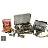 A Victorian leather covered plate camera by R B Cycle Graphic Folmer and Schwing division, also a