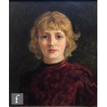 ENGLISH SCHOOL (EARLY 20TH CENTURY) - Portrait of a young woman wearing a red dress, long bust