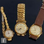 Three mid 20th Century watches, a gentleman's 9ct Hefik wrist watch, Arabic numerals to a circular