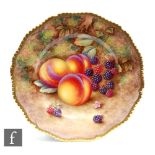 A Royal Worcester Fallen Fruits cabinet or wall plate decorated by Ayrton with hand painted