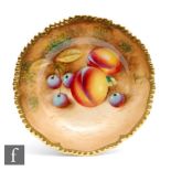 A small Royal Worcester Fallen Fruits side plate decorated by Rolands (or Roberts) with hand painted