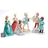 Six Royal Worcester Freda Doughty figurines comprising Thursday's child has far to go model 3522,
