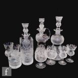A part suite of 20th Century Edinburgh Crystal table glass to comprise a thistle shape claret,