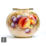 A small Royal Worcester Fallen Fruits shape G161 vase panel decorated by Rolands (or Roberts) with