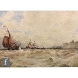 F. DAVIS (LATE 19TH CENTURY) - Shipping off Dover, watercolour, signed, framed, 36cm x 49cm, frame