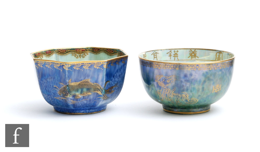 Two 1920s Wedgwood Ordinary Lustre bowls designed by Daisy Makeig Jones, the first of octagonal form