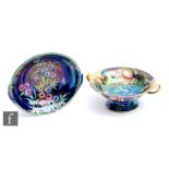 Two 1930s Maling bowls, the first a comport with twin handles decorated in pattern 5030 with