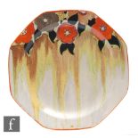 Clarice Cliff - Lydiat - An Octagonal plate circa 1936, hand painted with a band of stylised flowers