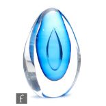Kosta Boda - A glass paperweight of tear form, internally decorated with a teardrop shaped