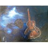 Michael Rosenberg (1935-2012) - The guitarist, oil on canvas, unframed, 51cm x 66cm.