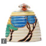 Clarice Cliff - Blue Autumn - A large Beehive honey pot circa 1930, hand painted with a stylised