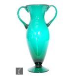 Blenko - A large post war American glass vase, of footed shouldered form with flared neck and