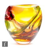 Elizabeth Welch - A contemporary studio glass free form sculptural vase of ovoid form with an