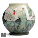 Sally Tuffin - Moorcroft Pottery - A vase of ovoid form decorated in the Swan pattern, impressed