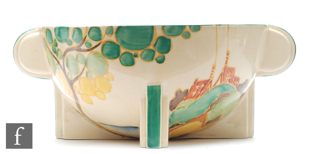 Clarice Cliff - Secrets - A shape 441 bowl circa 1933, hand painted with a stylised landscape with