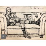 Albert Wainwright (1898-1943) - A study of a schoolboy reclining on an Art Deco style sofa, pen