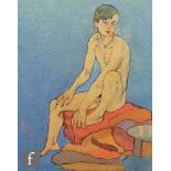 Albert Wainwright (1898-1943) - Naked youth seated on cushions, watercolour, signed and dated '28,