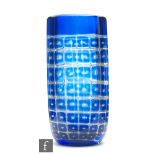 Edvin Ohrstrom - Orrefors - A post war Ariel glass vase of cylindrical form, cased in clear