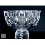 Simon Gate - Orrefors - A cut glass bowl of circular footed form, in the A Thousand Windows pattern,