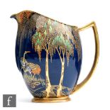 Carlton Ware - An Art Deco water jug decorated in the New Stork pattern, printed script mark, height
