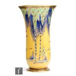 Carlton Ware - A large Art Deco vase of footed flared form decorated in the Forest Tree pattern on a