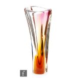 Josef Rozinek - Borske Sklo - A post war Rainbow glass vase of organic tapering form, internally