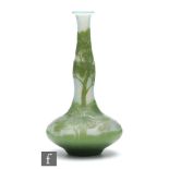 Devez - An early 20th Century cameo glass vase of double gourd form, cased in green over the opal to