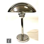 Unknown - An Art Deco table lamp with chrome base rising to a chrome domed shade, height 46cm.