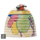 Clarice Cliff - Pastel Autumn - A large Beehive honey pot circa 1931, hand painted with a stylised