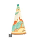 Clarice Cliff - Secrets - A Conical shape sugar sifter circa 1933, hand painted with a stylised tree