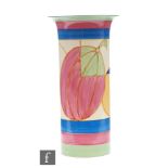 Clarice Cliff - Pastel Melon - A large shape 195 vase circa 1932, hand painted with a band of