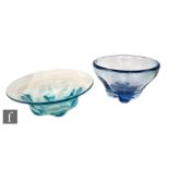 William Wilson - Whitefriars - A post war glass lobed bowl, pattern number 9335, in Sky Blue,