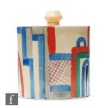 Clarice Cliff - Tennis - A drum shaped preserve pot and cover circa 1930, hand painted with a