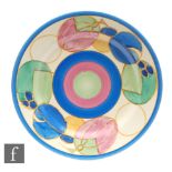 Clarice Cliff - Pastel Melon - A 9 inch circular plate circa 1932, hand painted with a band of