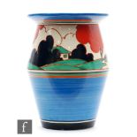 Clarice Cliff - Red Autumn - A shape 342 vase circa 1930, hand painted with a stylised tree and