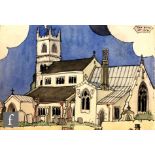 Albert Wainwright (1898-1943) - 'The House of God' a study depicting a church with a blue sky, to