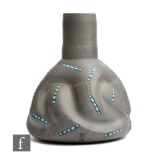Unknown - A post war studio pottery vase of organic form with turquoise jewelling and incised