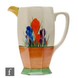 Clarice Cliff - Crocus - A large Athens shape jug circa 1931, hand painted with floral sprays with