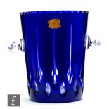 Val St Lambert - A 1960s glass champagne bucket of tumbler form, cased in blue over clear crystal