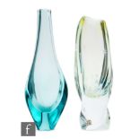 Miroslav Klinger - Zelezny Brod Glassworks - A bottle vase of tapered triform with three swollen