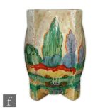 Clarice Cliff - Patina Garden - A shape 400 Stamford vase circa 1932, hand painted with a stylised