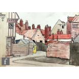 Albert Wainwright (1898-1943) - York, a sketch depicting houses in tones of red, to the reverse a