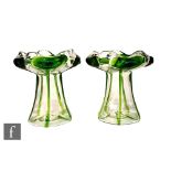 Stuart and Sons - A pair of early 20th Century glass vases, each of tapering form with wide