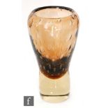 Milan Metelak - Harrachov Glassworks - A post war sommerso glass vase, of footed swollen barrel form